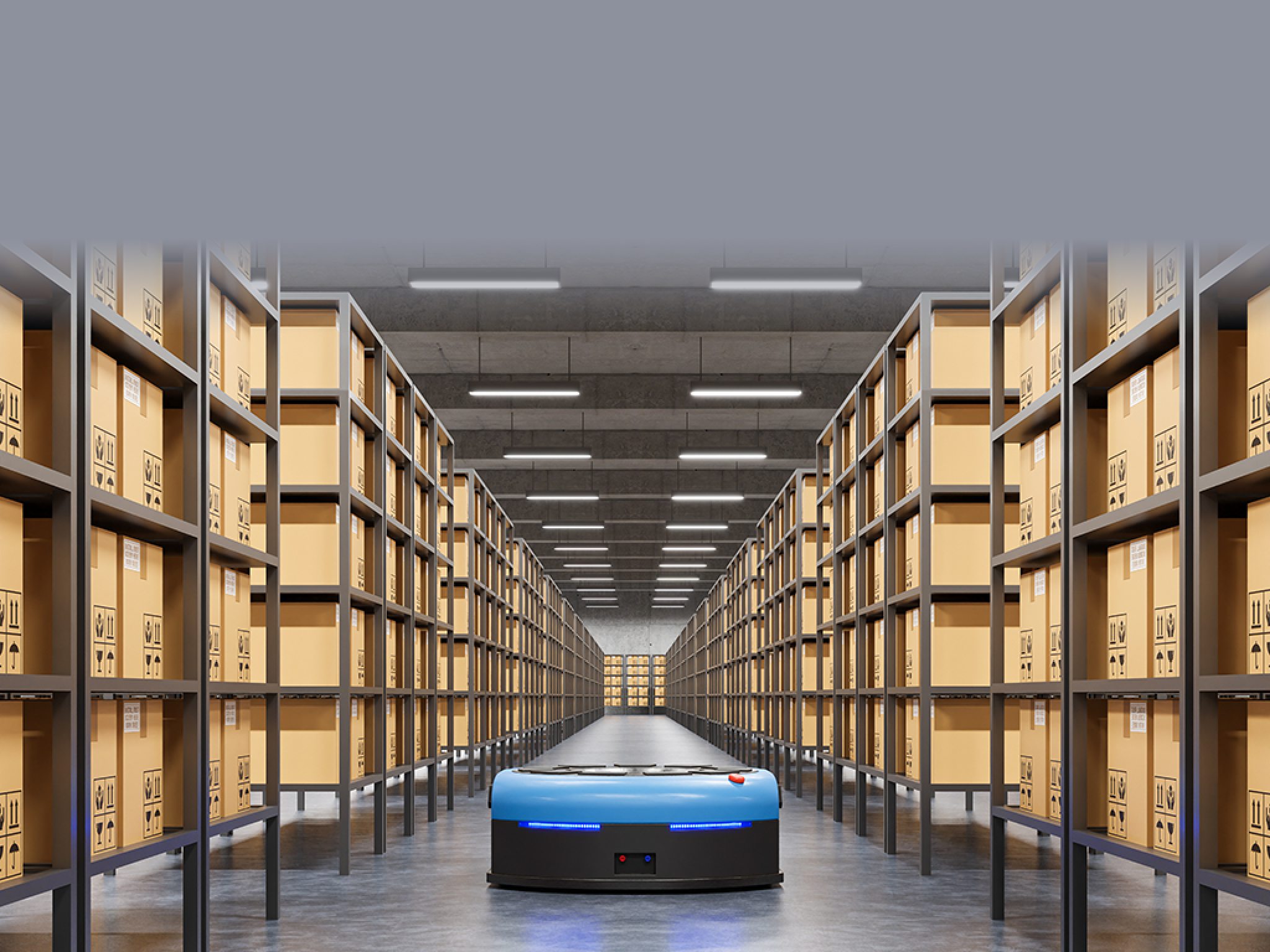 Robots efficiently sorting hundreds of parcels per hour(Automated guided vehicle) AGV.3d rendering